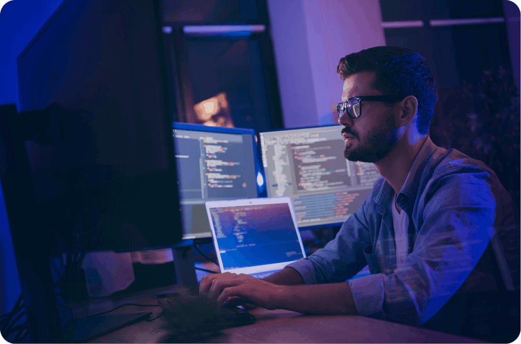 developer coding on computer